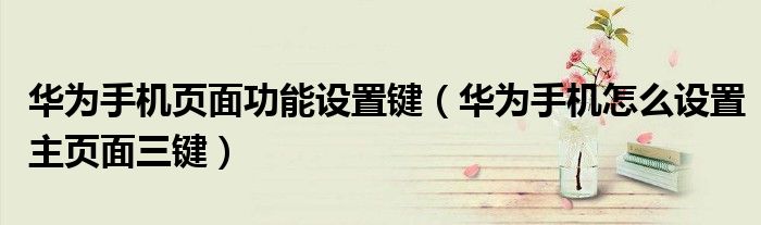 华为手机页面功能设置键（华为手机怎么设置主页面三键）