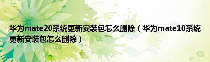 华为mate20系统更新安装包怎么删除（华为mate10系统更新安装包怎么删除）