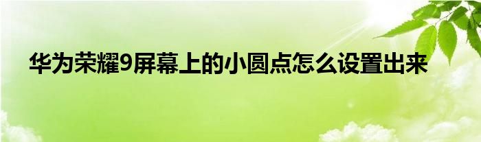 华为荣耀9屏幕上的小圆点怎么设置出来