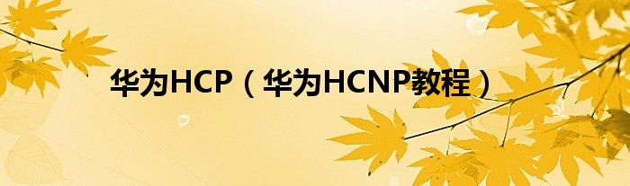 华为HCP（华为HCNP教程）