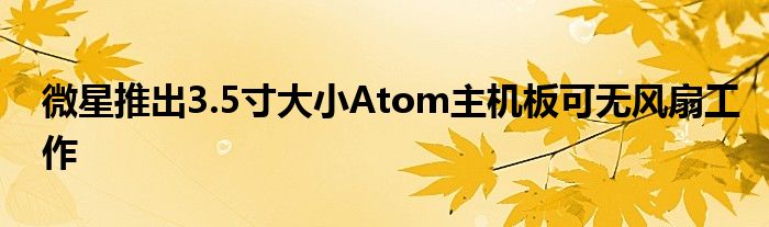 微星推出3.5寸大小Atom主机板可无风扇工作