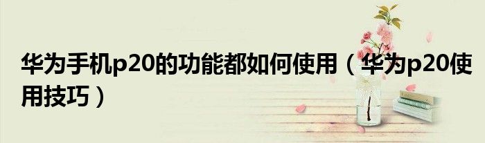 华为手机p20的功能都如何使用（华为p20使用技巧）