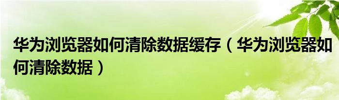 华为浏览器如何清除数据缓存（华为浏览器如何清除数据）
