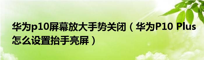 华为p10屏幕放大手势关闭（华为P10 Plus怎么设置抬手亮屏）