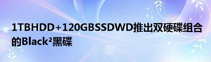  1TBHDD+120GBSSDWD推出双硬碟组合的Black²黑碟