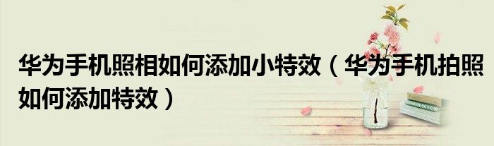 华为手机照相如何添加小特效（华为手机拍照如何添加特效）