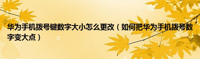 华为手机拨号键数字大小怎么更改（如何把华为手机拨号数字变大点）