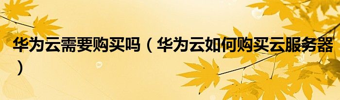 华为云需要购买吗（华为云如何购买云服务器）