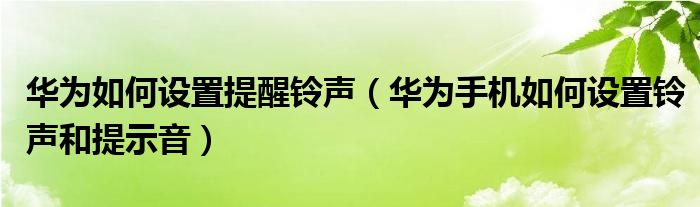 华为如何设置提醒铃声（华为手机如何设置铃声和提示音）