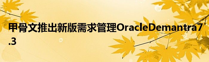 甲骨文推出新版需求管理OracleDemantra7.3