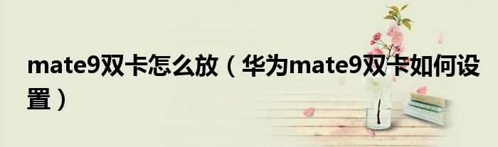 mate9双卡怎么放（华为mate9双卡如何设置）