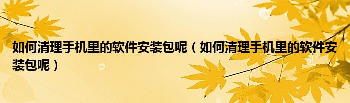 如何清理手机里的软件安装包呢（如何清理手机里的软件安装包呢）