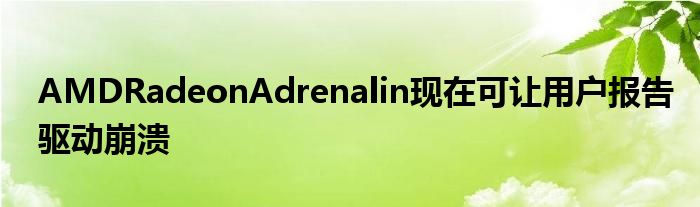 AMDRadeonAdrenalin现在可让用户报告驱动崩溃