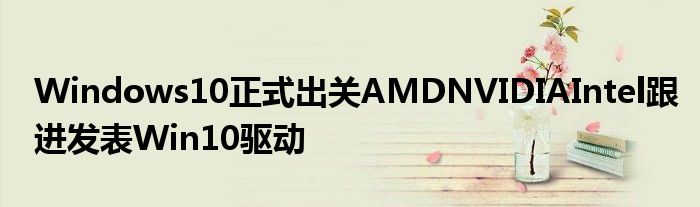 Windows10正式出关AMDNVIDIAIntel跟进发表Win10驱动