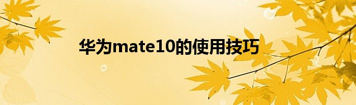 华为mate10的使用技巧
