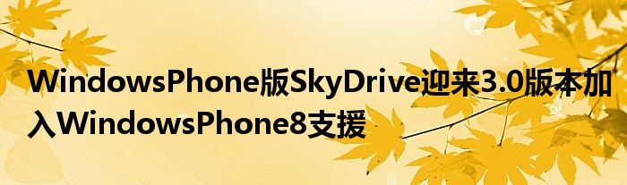 WindowsPhone版SkyDrive迎来3.0版本加入WindowsPhone8支援