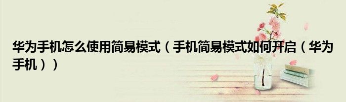 华为手机怎么使用简易模式（手机简易模式如何开启（华为手机））