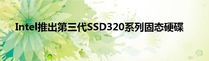 Intel推出第三代SSD320系列固态硬碟