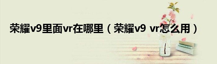 荣耀v9里面vr在哪里（荣耀v9 vr怎么用）