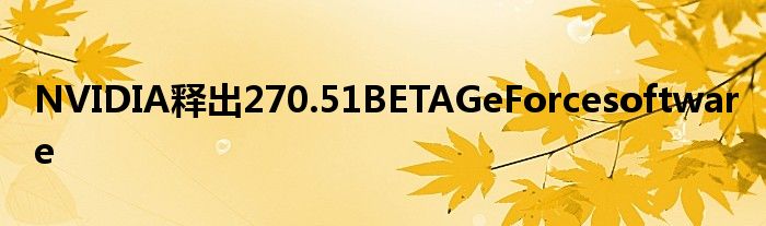 NVIDIA释出270.51BETAGeForcesoftware