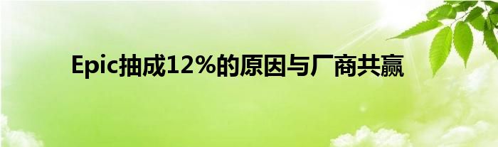 Epic抽成12%的原因与厂商共赢