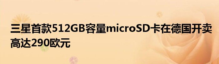 三星首款512GB容量microSD卡在德国开卖高达290欧元