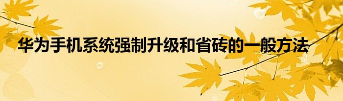 华为手机系统强制升级和省砖的一般方法