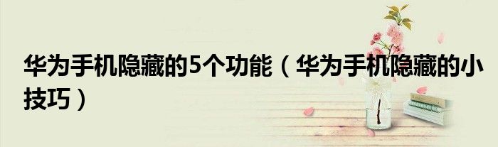 华为手机隐藏的5个功能（华为手机隐藏的小技巧）