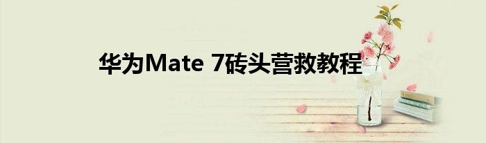 华为Mate 7砖头营救教程