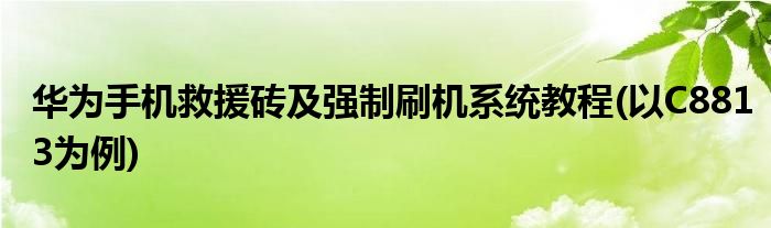 华为手机救援砖及强制刷机系统教程(以C8813为例)