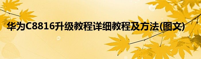 华为C8816升级教程详细教程及方法(图文)
