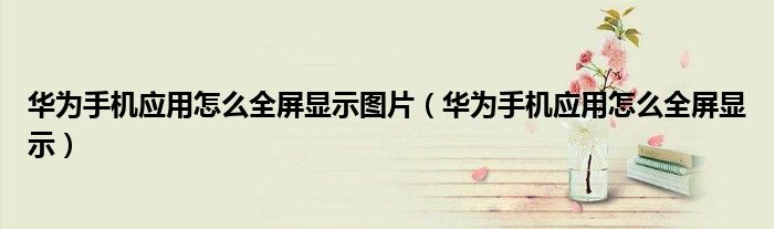  华为手机应用怎么全屏显示图片（华为手机应用怎么全屏显示）