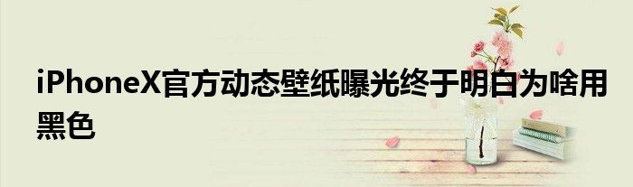 iPhoneX官方动态壁纸曝光终于明白为啥用黑色