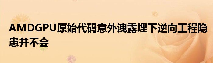 AMDGPU原始代码意外洩露埋下逆向工程隐患并不会