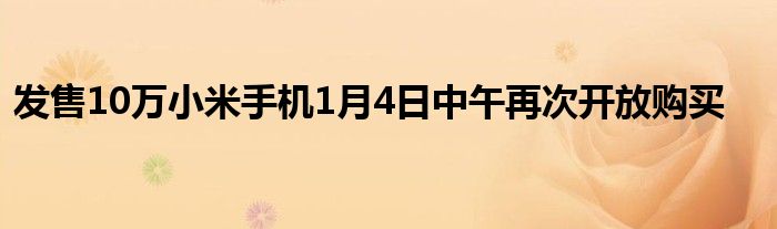 发售10万小米手机1月4日中午再次开放购买