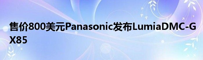 售价800美元Panasonic发布LumiaDMC