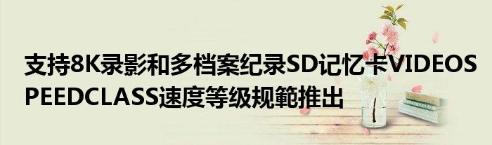 支持8K录影和多档案纪录SD记忆卡VIDEOSPEEDCLASS速度等级规範推出