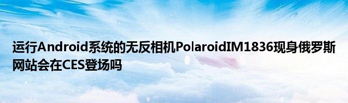 运行Android系统的无反相机PolaroidIM1836现身俄罗斯网站会在CES登场吗