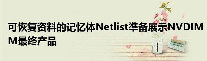 可恢复资料的记忆体Netlist準备展示NVDIMM最终产品