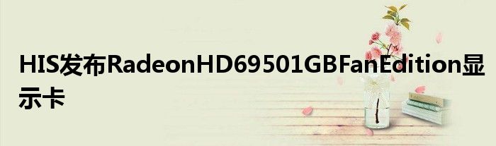 HIS发布RadeonHD69501GBFanEdition显示卡