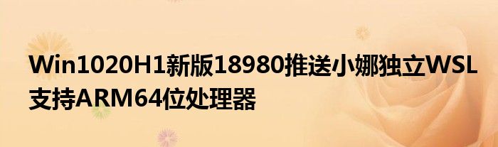 Win1020H1新版18980推送小娜独立WSL支持ARM64位处理器