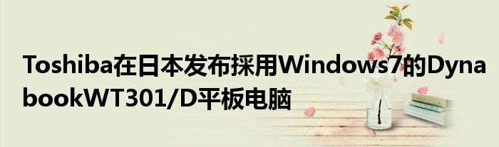 Toshiba在日本发布採用Windows7的DynabookWT301/D平板电脑