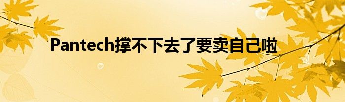 Pantech撑不下去了要卖自己啦