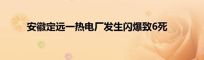 安徽定远一热电厂发生闪爆致6死