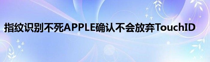 指纹识别不死APPLE确认不会放弃TouchID