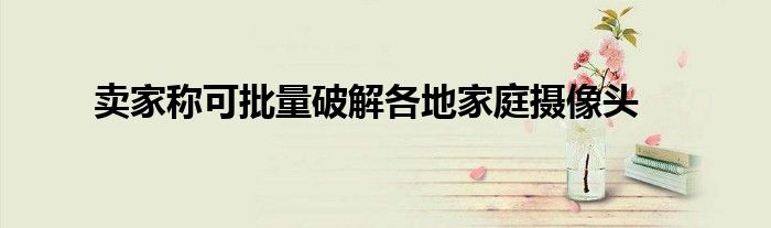 卖家称可批量破解各地家庭摄像头