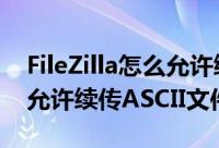 FileZilla怎么允许续传ASCII文件（FileZilla允许续传ASCII文件教程）