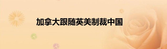 加拿大跟随英美制裁中国