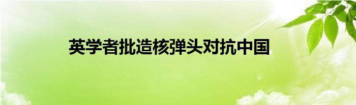 英学者批造核弹头对抗中国