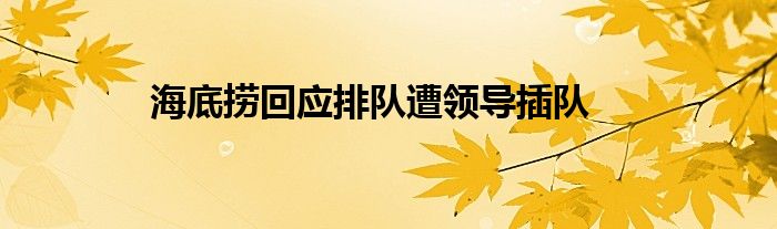 海底捞回应排队遭领导插队